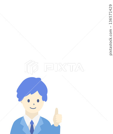 Business person illustration of a man in a suit giving a thumbs up OK sign (with space) 136571429