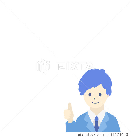 Business person illustration of a man in a suit giving a thumbs up OK sign (with space) 136571430