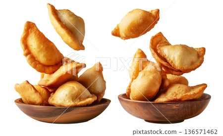 Sopaipillas fried dough or bread, sweet or savory stacked together, isolated on white background. Concept of Mexican street food Sopaipillas fried dough or bread, sweet or savory stacked together, isolated on white background. Concept of Mexican street food 136571462