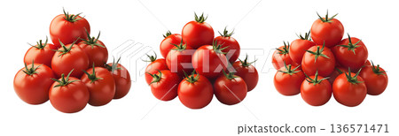 Heap of campari red tomato with a green stem isolated on a white background Heap of campari red tomato with a green stem isolated on a white background 136571471