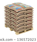 Pellet bags with abstract label isolated on the white background - 3d illustration 136572023