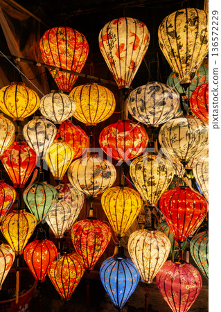 traditional colorful vietnamese lanterns on display at in hoi an vietnam 136572229