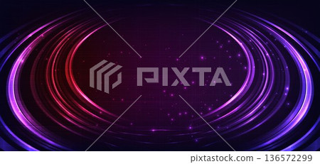 Abstract curve lines dynamic glowing red and purple background with sparkling. Speed movement concept. 136572299