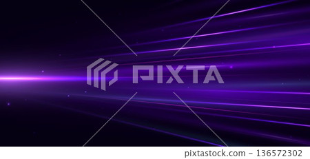 Purple lighting effect glowing on dark background and sparkle. Hi speed movement concept. 136572302