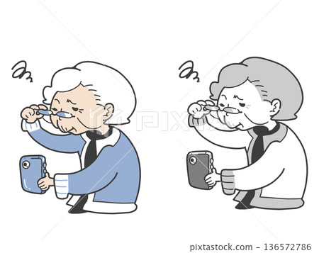 一位老年人對如何操作智慧型手機感到困惑的插圖 一位老年人對如何操作智慧型手機感到困惑的插圖 136572786