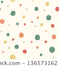 A drawing of multicolored circles on a light yellow background. 136573162