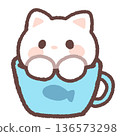 一隻貓在一個簡單的杯子裡 136573298