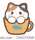 一隻貓在一個簡單的杯子裡 136573300