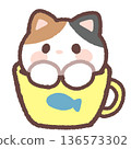 一隻貓在一個簡單的杯子裡 136573302