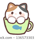 一隻貓在一個簡單的杯子裡 136573303
