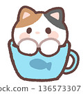 一隻貓在一個簡單的杯子裡 136573307