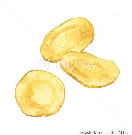 Potato chips - Hand-drawn watercolor illustration of food 136573312