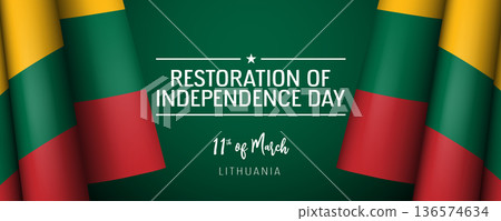 Lithuania restoration of independence day vector banner, greeting card 136574634