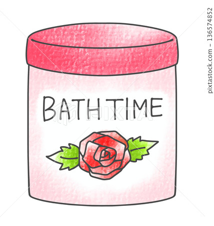 Simple and relaxed bath salt bottle, rose scent, analog style 136574852