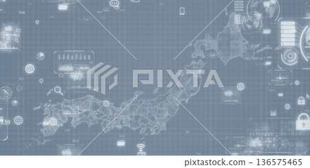 日本地圖與數位科技概念 136575465