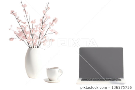 在家工作時,可以欣賞櫻花美景,享受愜意時光——櫻花花瓶和筆記型電腦鏤空設計 在家工作時,可以欣賞櫻花美景,享受愜意時光——櫻花花瓶和筆記型電腦鏤空設計 136575736