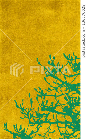 日式剪影藝術，以金箔描繪含苞待放的玉蘭花。 136576028