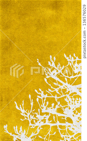 日式剪影藝術,以金箔描繪含苞待放的玉蘭花。 日式剪影藝術,以金箔描繪含苞待放的玉蘭花。 136576029