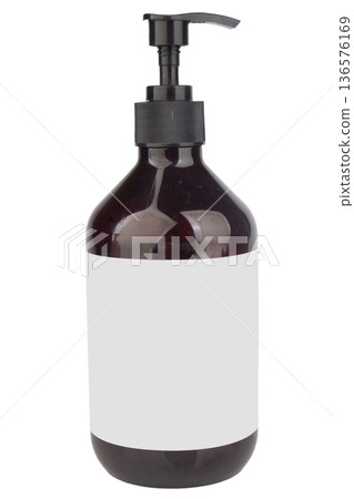 bottle color black shampoo pump dispenser isolated on white background closeup bottle color black shampoo pump dispenser isolated on white background closeup 136576169