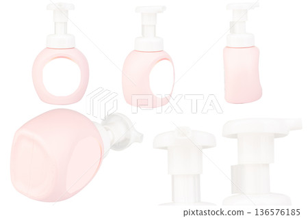 pink shampoo bottle isolated on white background pump dispenser pink shampoo bottle isolated on white background pump dispenser 136576185