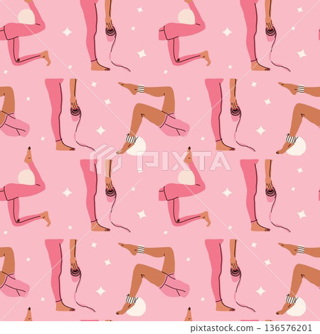 Feminine Fitness Lifestyle Seamless Pattern Design Feminine Fitness Lifestyle Seamless Pattern Design 136576201