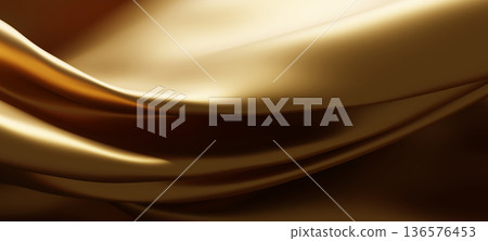 Luxury gold fabric background with copy space 3d render 136576453