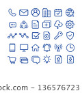 Set of 30 Business Icons, Blue Outline, UI/Web Design Materials (PNG Transparent) 136576723