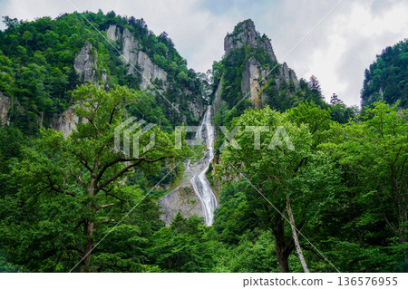Ginga Falls in Sounkyo in summer Ginga Falls in Sounkyo in summer 136576955