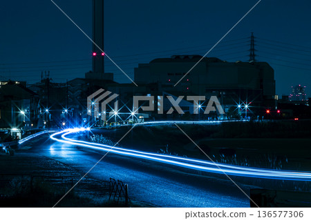 Light trails and factories 136577306