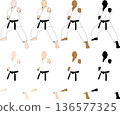 A set of multinational karateka who decide the pose of the form 136577325