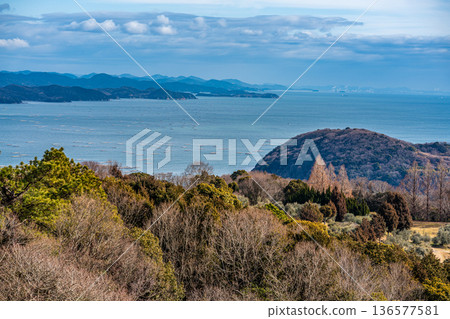 從橄欖園眺望瀨戶內海的冬日景色 5 岡山縣瀨戶內市 從橄欖園眺望瀨戶內海的冬日景色 5 岡山縣瀨戶內市 136577581