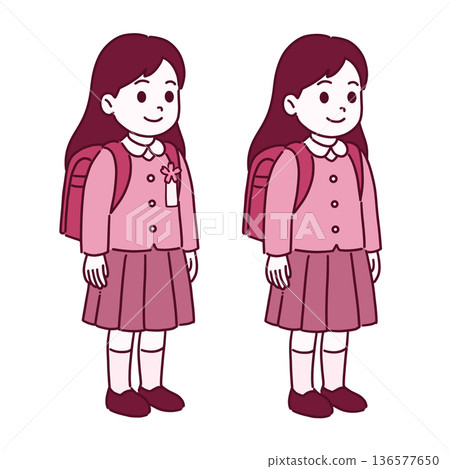 進入小學的女孩 進入小學的女孩 136577650