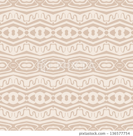 Beige Geometric Floral Seamless Pattern with Retro Tile Lattice Ornament 136577754