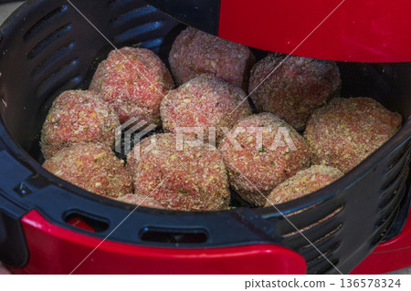 Raw Breaded Meatballs In Air Fryer Raw Breaded Meatballs In Air Fryer 136578324