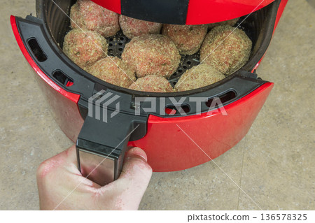Raw Breaded Meatballs In Air Fryer Raw Breaded Meatballs In Air Fryer 136578325