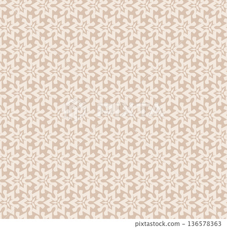 Beige Geometric Floral Seamless Pattern with Retro Tile Lattice Ornament Beige Geometric Floral Seamless Pattern with Retro Tile Lattice Ornament 136578363
