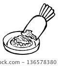 Grated radish line drawing illustration 136578380