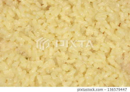 Texture of Cooked White Rice Background 136579447