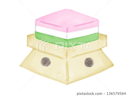 Watercolor style diamond-shaped rice cake Watercolor style diamond-shaped rice cake 136579564