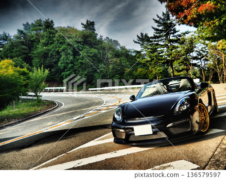 shiny black open car shiny black open car 136579597