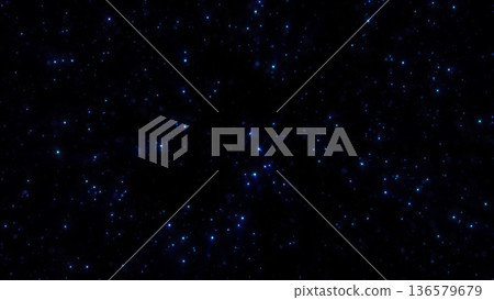 Minimal dark blue starfield with sparse glowing particles, creating a clean cosmic background with subtle depth 136579679