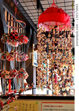 Hanging dolls celebrating Hinamatsuri Hanging dolls celebrating Hinamatsuri 136579865