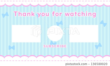 感謝觀看。可愛的絲帶和褶邊背景。 136580020