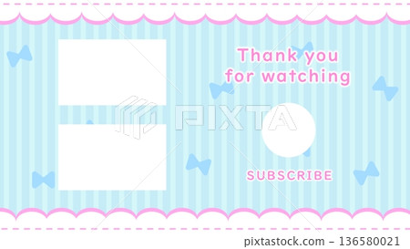 感謝觀看。可愛的絲帶和褶邊背景。 136580021