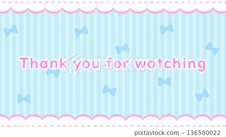 感謝觀看。可愛的絲帶和褶邊背景。 136580022