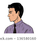 Businessman Profile Portrait in Pop Art Style Vector Illustration 136580160