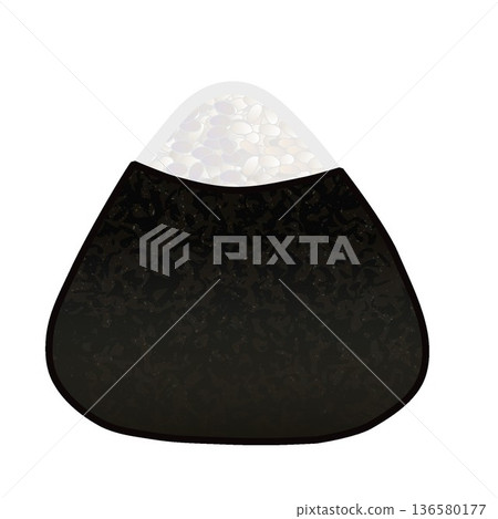 Illustration of a triangular rice ball wrapped in seaweed 136580177