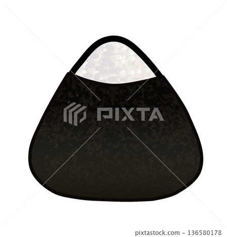 Illustration of a triangular rice ball wrapped in seaweed 136580178
