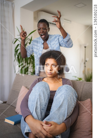 Mother Scolding Teenage Daughter at Home 136580218
