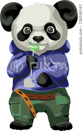 panda with sweets 136580343